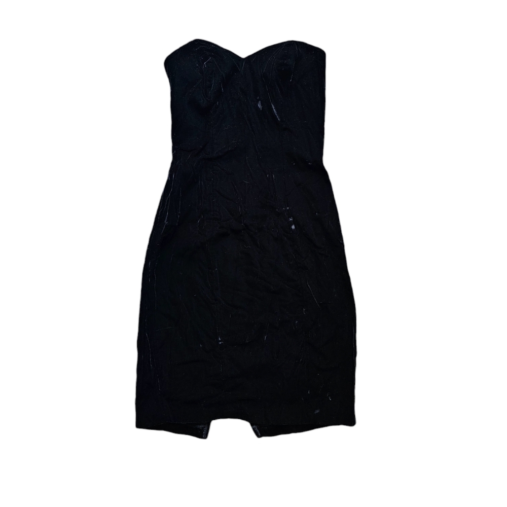 Karen Lucas vintage black shoulderless minimalist grunge velour mini dress, s 4